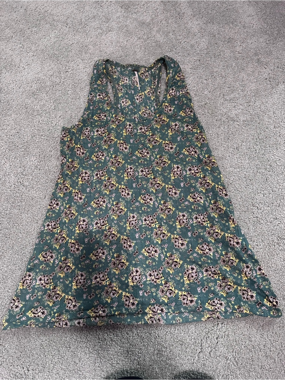 Free People Green Floral Racerback Tank